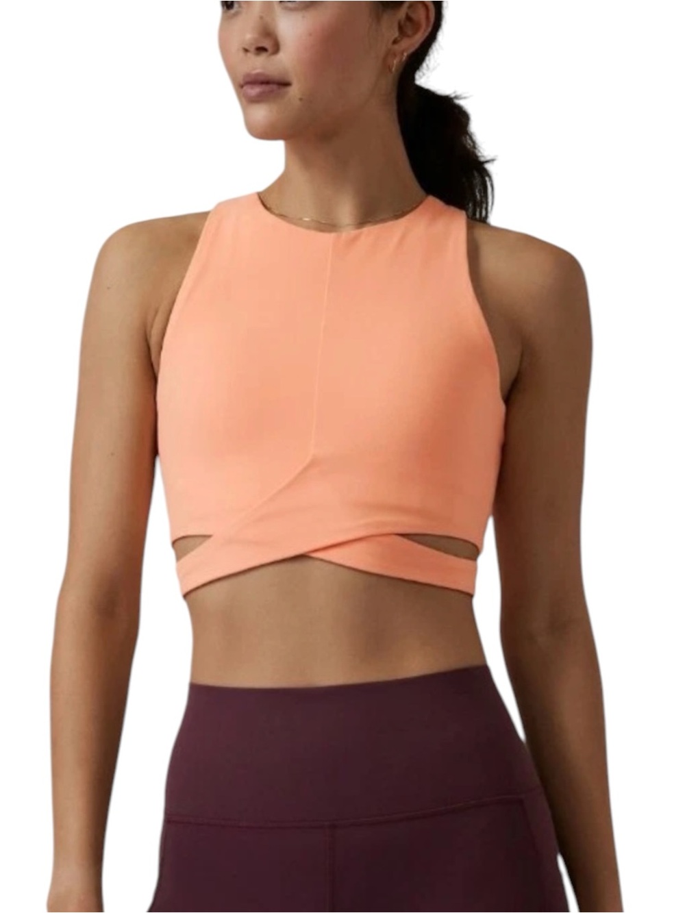 ATHLETA Conscious Cut Out Crop Bra Tank Peach Orange XS Yoga Pilates